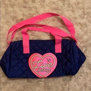 Justice Girls Duffel Pink/Dark Blue Quilted Bag